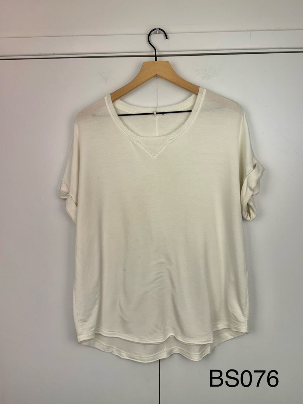 rag & bone Ivory Modal Cotton Relaxed Short Sleeve Top L